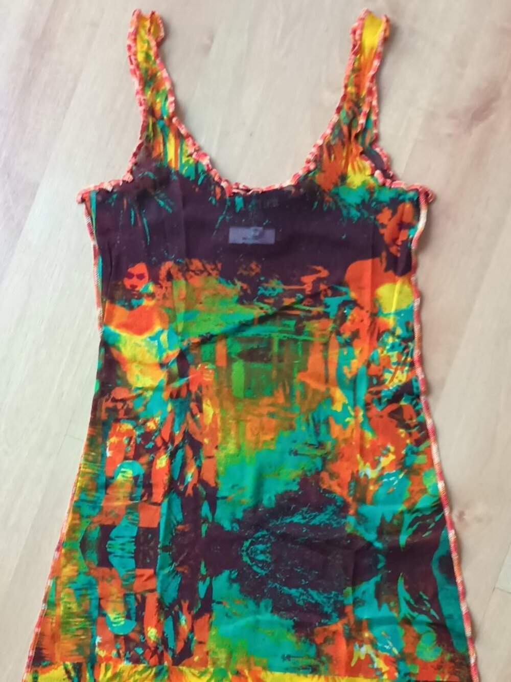 Vintage Jean Paul Gaultier-Gauguin Printed Mesh Dress-Iconic; Unworn Condition - Picture 7 of 13